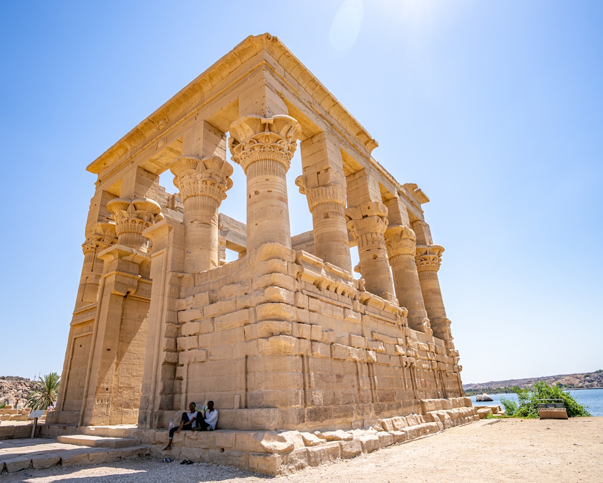 Philae Temple island reflected in the Nile at Aswan
